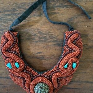 Handcrafted Beaded Necklace with Turquoise Accents
